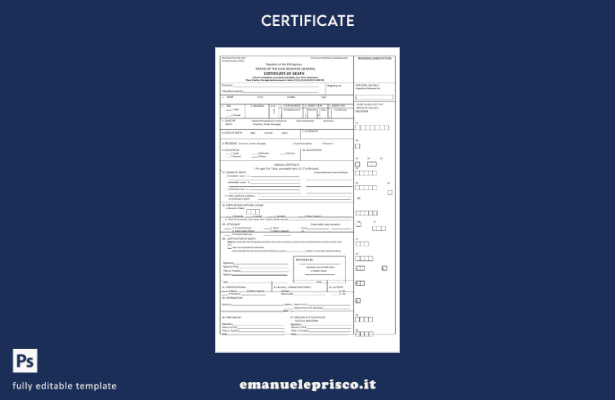 stile verificato Modello di certificato di morte generale dell'Ufficio del reg 1